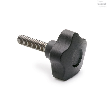 ELESA Stainless steel boss, threaded hole, with cap, VCT.32-SST-M5-C9 VCT-SST